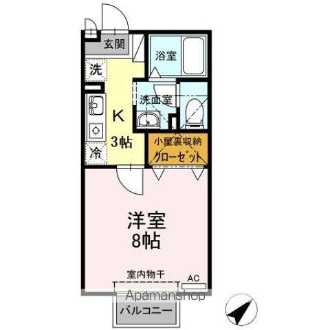 ハイライズサン(1K/2階)の間取り写真