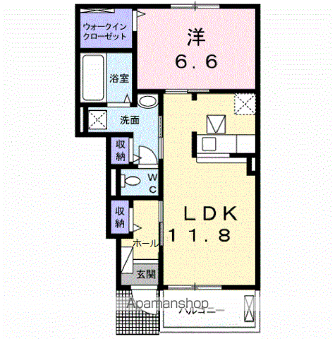 クラールⅧ(1LDK/1階)の間取り写真