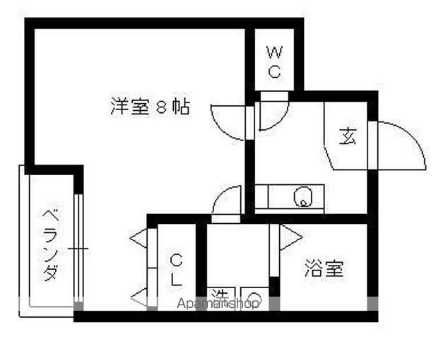 クレフラスト新城(1K/1階)の間取り写真