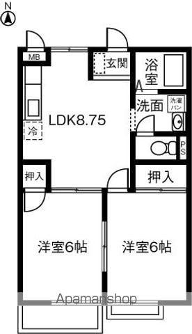 KSHOUSE A(2LDK/2階)の間取り写真