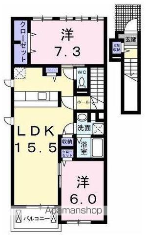 ウィステリアタウン Ⅷ(2LDK/2階)の間取り写真