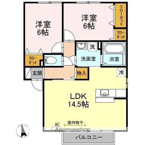 ラ カンパーニュ(2LDK/2階)の間取り写真