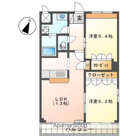 グランウッド(2LDK/2階)の間取り写真