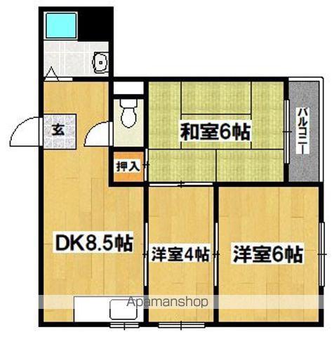 早川グリーンマンション(3DK/4階)の間取り写真
