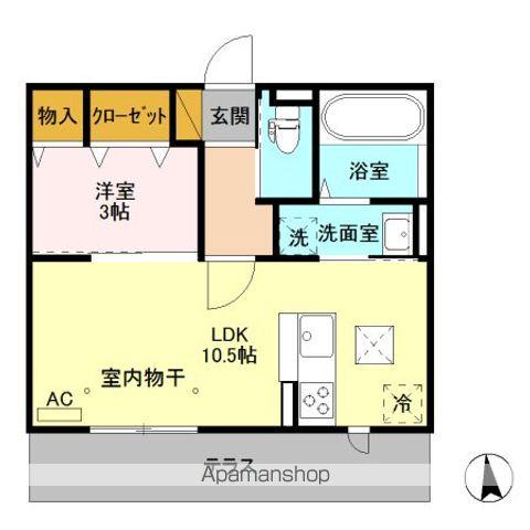 レセンテ ノワ(1LDK/1階)の間取り写真