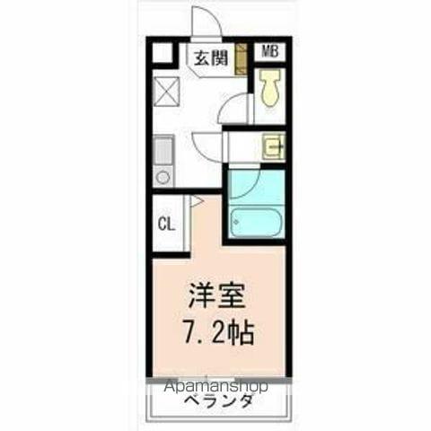 ヨシキビル(1K/2階)の間取り写真