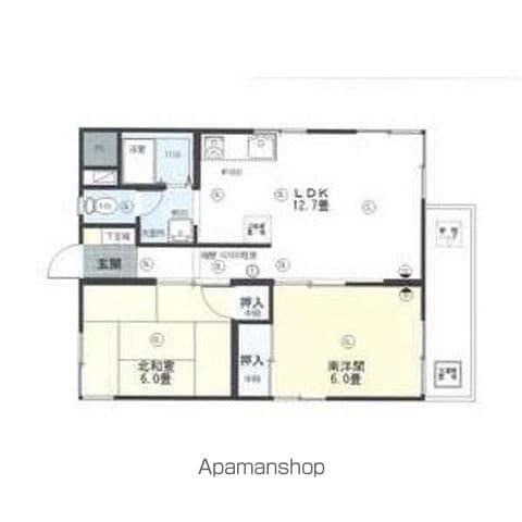 霞ヶ丘ハイツ(2LDK/3階)の間取り写真