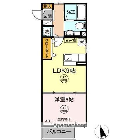 ソレアードII(1LDK/2階)の間取り写真