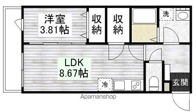 RISING SUN(1LDK/3階)の間取り写真