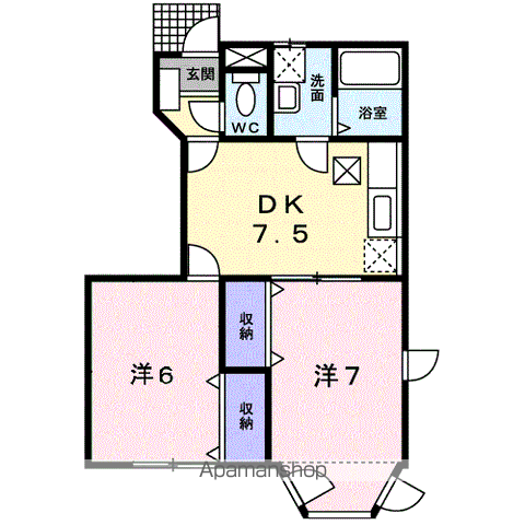 クレスト-ル城東(2DK/1階)の間取り写真