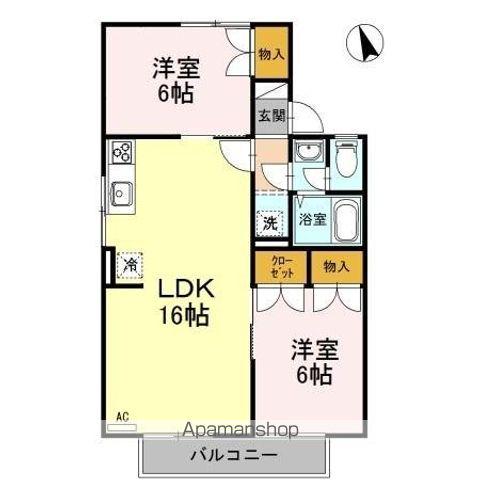 パウゼ・ドゥ・アピスB棟(2LDK/1階)の間取り写真