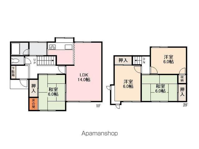 高松琴平電鉄長尾線 元山駅(高松) 徒歩10分 2階建 築37年(4LDK)の間取り写真