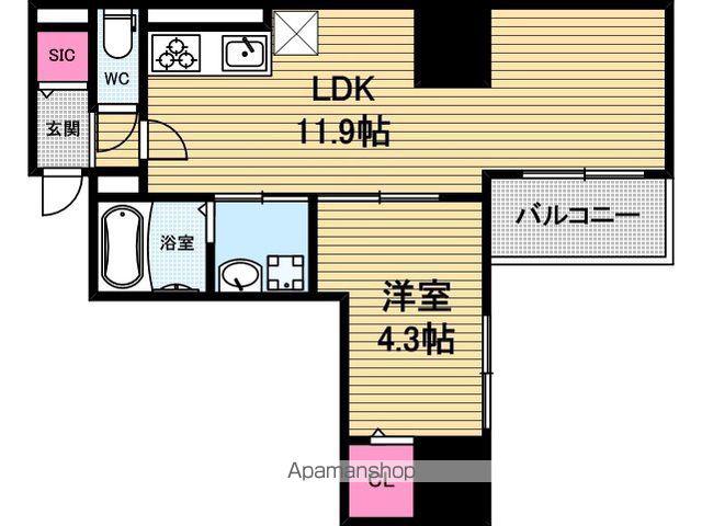 GRANPINO内淡路(1LDK/8階)の間取り写真