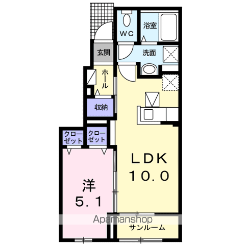アルカンシエルK Ⅰ(1LDK/1階)の間取り写真