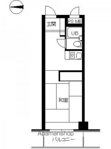 スカイコート市ヶ谷(1K/4階)の間取り写真