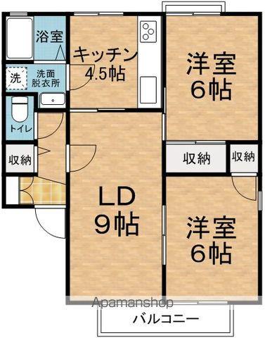 ラ・プレーヌA・B(2LDK/2階)の間取り写真