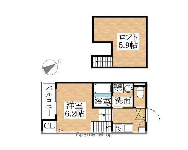 ハーモニーテラス市場木町Ⅱ(1K/1階)の間取り写真