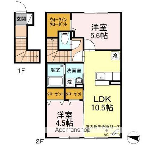 グラード高田 A(2LDK/2階)の間取り写真