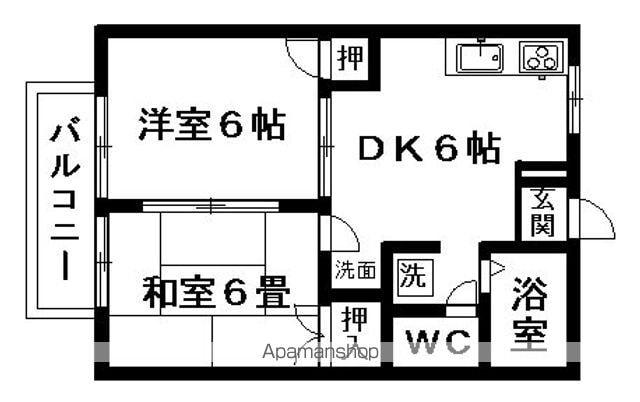 I.S.ハイム(2DK/1階)の間取り写真