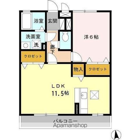 メゾングランドゥール(1LDK/2階)の間取り写真