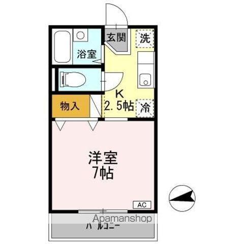 ジュネス国立(1K/2階)の間取り写真