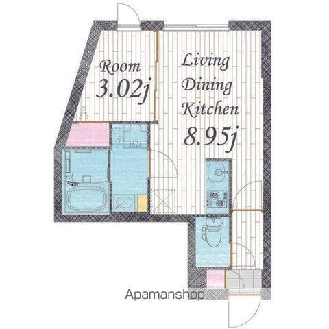 QUADOR車道(1LDK/4階)の間取り写真