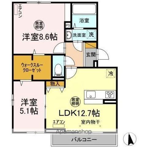 ウィステリア(2LDK/3階)の間取り写真