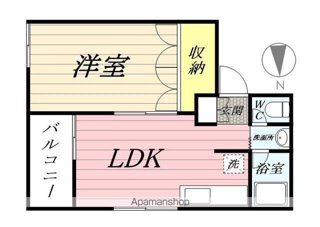 ドエルU-KI(1DK/3階)の間取り写真