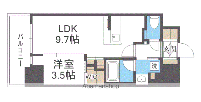 COMFORIA RIB北浜淡路町(1LDK/14階)の間取り写真