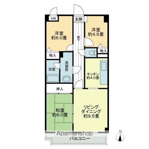 スカール西条(3LDK/6階)の間取り写真