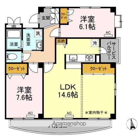 ガーデンベル春日(2LDK/1階)の間取り写真