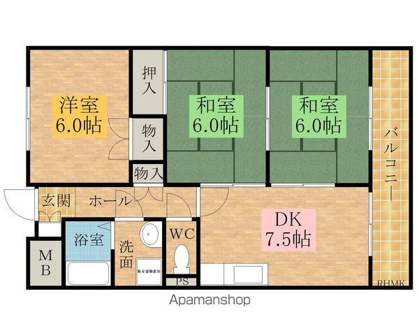 吉与ハイム(3DK/4階)の間取り写真