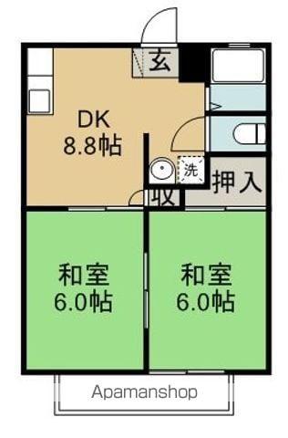 岡戸アーバンハイツ(2DK/2階)の間取り写真