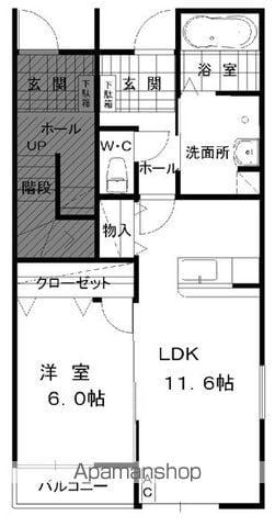 プラントスクエアB(1LDK/1階)の間取り写真