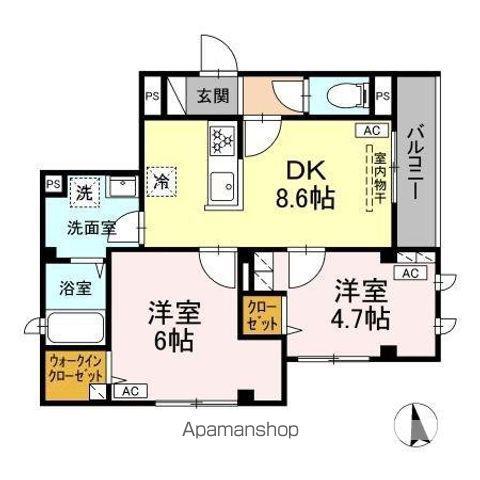 VILLA DEL SOL Ⅴ(2DK/1階)の間取り写真