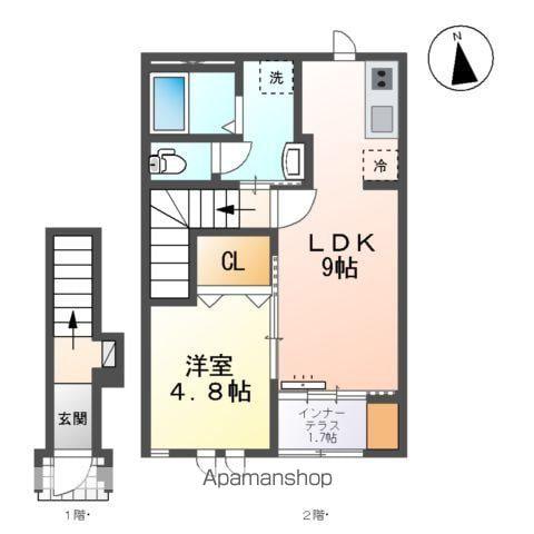 フレグランスⅡ(1LDK/2階)の間取り写真