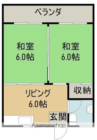 サンハイツシロマ(2DK/3階)の間取り写真