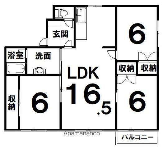 エスペラント2(3LDK/3階)の間取り写真