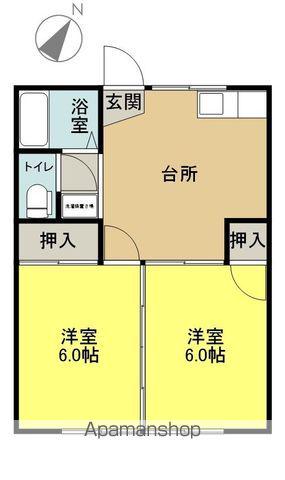 ヒルトップ(2DK/1階)の間取り写真