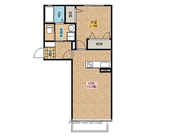 フェリチタ雲雀(1LDK/1階)の間取り写真
