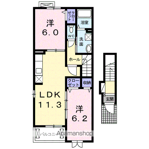 セカンドスクエア(2LDK/2階)の間取り写真