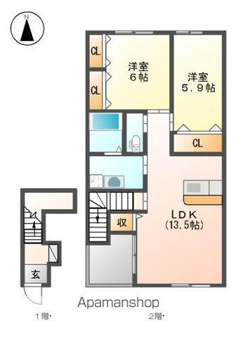 ファミーユコート(2LDK/2階)の間取り写真