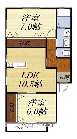 ココ・フルール A(2LDK/2階)の間取り写真