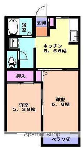 アドレ・シャンブルA(2K/1階)の間取り写真
