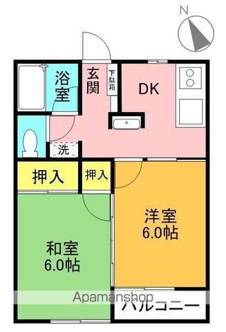 コーポ馬場西A(2DK/2階)の間取り写真