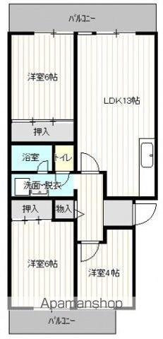 鈴が峰第5団地 5号棟(3LDK/4階)の間取り写真