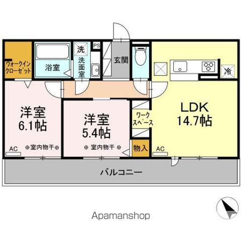 ルミエール B(2LDK/1階)の間取り写真