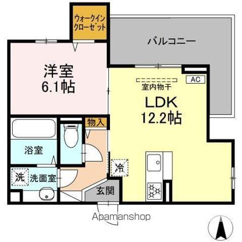 THREE(1LDK/3階)の間取り写真