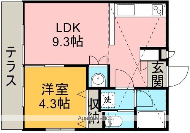 グランモア坂戸A(1LDK/1階)の間取り写真