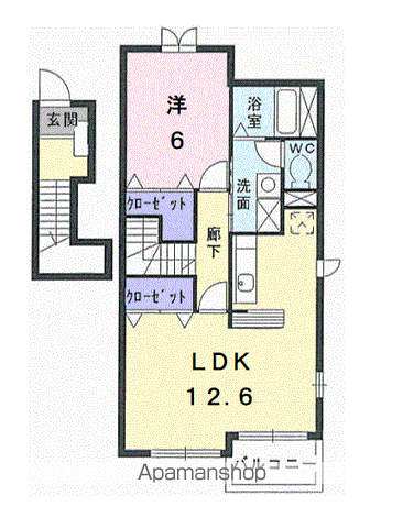 シェーンベルク土器D(1LDK/2階)の間取り写真
